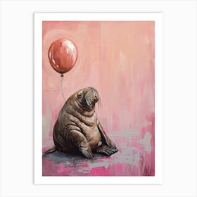 Cute Walrus 4 With Balloon Art Print