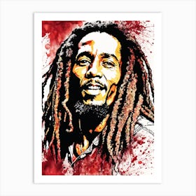 Bob Marley Portrait Ink Painting (5) Art Print