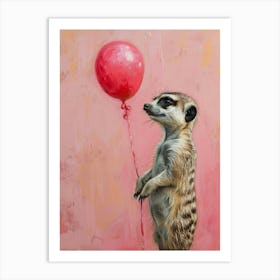 Cute Meerkat 2 With Balloon Art Print