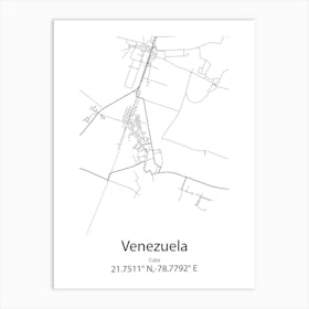 Venezuela,Cuba Minimalist Map Art Print