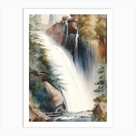 Sutherland Falls, United States Water Colour  (1) Art Print