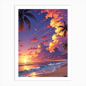 Sunset At The Beach 5 Art Print