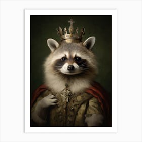 Vintage Portrait Of A Tanezumi Raccoon Wearing A Crown 2 Art Print