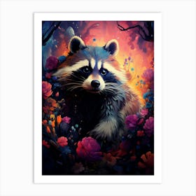 Raccoon In The Forest Art Print