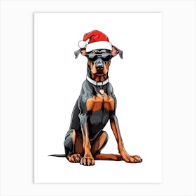 Christmas Doberman Dog Art Print