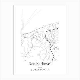 Neo Karlovasi,Greece Minimalist Map Art Print