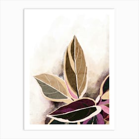 Watercolor Ficus Botanical Leaves 2 Art Print