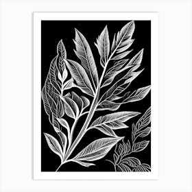 Tea Tree Leaf Linocut 1 Art Print