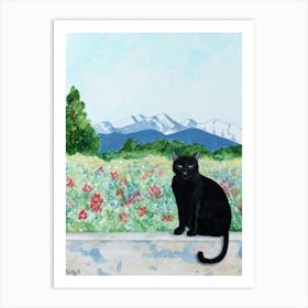 Cat And Mountain Art Print