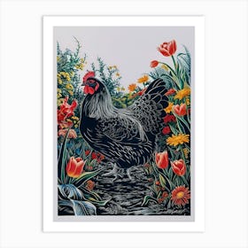 Rooster In The Garden Art Print