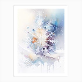 Beauty, Snowflakes, Storybook Watercolours 1 Art Print
