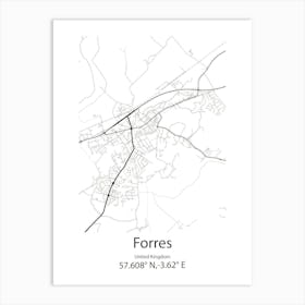 Forres,United Kingdom Minimalist Map Art Print