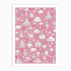 Pink Fairy Houses Art Print