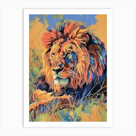 Masai Lion Symbolic Imagery Fauvist Painting 4 Art Print