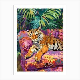 Tiger On Couch 2 Art Print