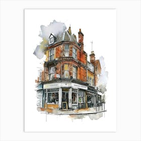 Sutton London Borough   Street Watercolour 2 Art Print