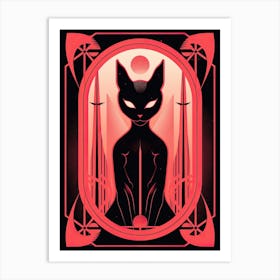 The Devil Tarot Card, Black Cat In Pink 2 Art Print