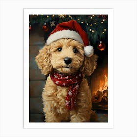 Christmas Goldendoodle 12 Art Print