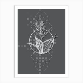 Vintage False Helleborine Botanical with Line Motif and Dot Pattern in Ghost Gray n.0165 Art Print