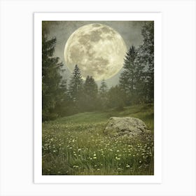 Full Moon In The Woods Art 1 Art Print