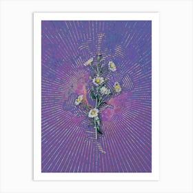 Vintage Glaucous Aster Flower Botanical Illustration on Veri Peri n.0360 Art Print