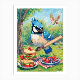 Blue Jay Picnic 1 Art Print