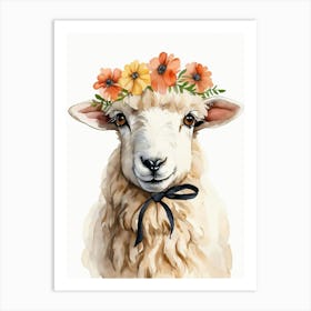 Baby Blacknose Sheep Flower Crown Bowties Animal Nursery Wall Art Print (21) Art Print