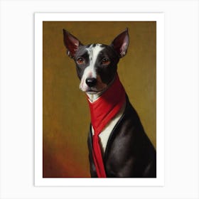 American Hairless Terrier Renaissance Portrait Oil Painting Art Print