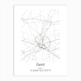 Gent,Belgium Minimalist Map Art Print