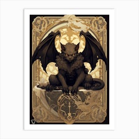  Gargoyle Tarot Card Black & Gold 1 Art Print