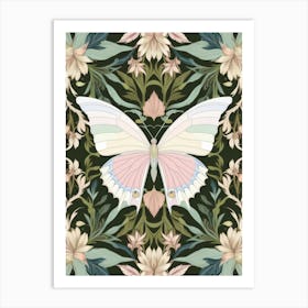 Floral Pattern With Butterflies Style William Morris Art Print