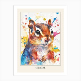 Chipmunk Colourful Watercolour 1 Poster Art Print
