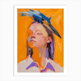 Bird On Head Art Print