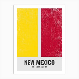 Vintage Minimalist New Mexico State Flag Colors With Motto Art Print