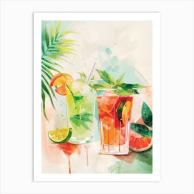 Watercolor Cocktail Art Print