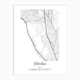 Elliniko,Greece Minimalist Map Art Print