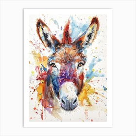 Donkey Colourful Watercolour 3 Art Print