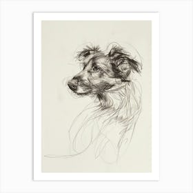 Dog Charcoal Line Sketch Art Print