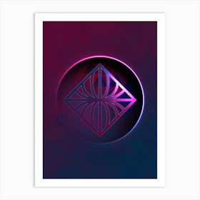 Geometric Neon Glyph on Jewel Tone Triangle Pattern 178 Art Print