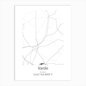 Varde,Denmark Minimalist Map Art Print