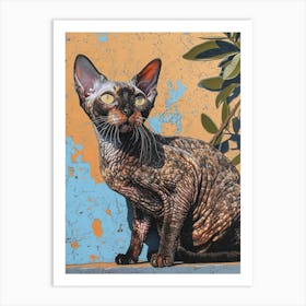 Devon Rex Relief Illustration 2 Art Print