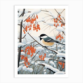 Winter Bird Painting Carolina Chickadee 2 Art Print