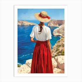 Woman Looking At The Sea Art Print