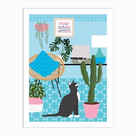 Boho Black Cat Art Print