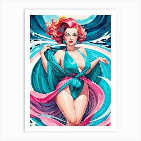 Portrait Of A Curvy Woman Wearing A Sexy Costume (23) Art Print