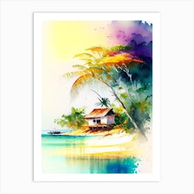 Pemba Island Tanzania Watercolour Pastel Tropical Destination Art Print