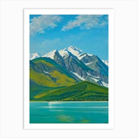 Jasper National Park Canada Blue Oil Painting 1  Art Print