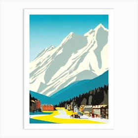 Chamonix, France Midcentury Vintage Skiing Poster Art Print