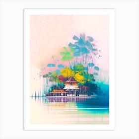 Maluku Indonesia Watercolour Pastel Tropical Destination Art Print