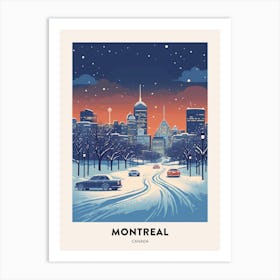 Winter Night  Travel Poster Montreal Canada 1 Art Print